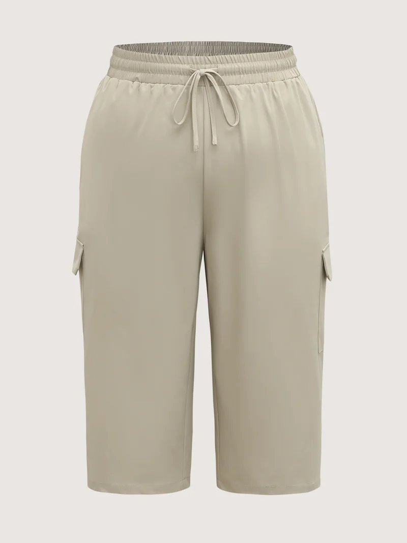 Waist Drawstring Pockets Straight-Leg Pants