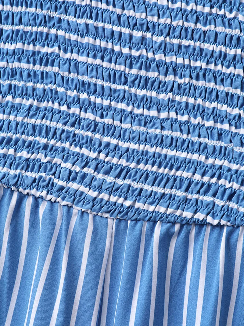 Striped Shirred Bodice Cami Romper