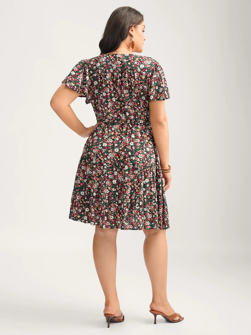 Floral Print Waist-Tie Midi Dress