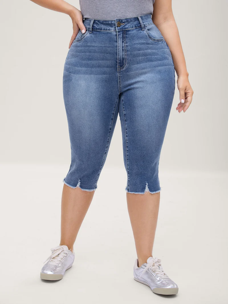 No-Gap Waist Stretchy Faded Jeans