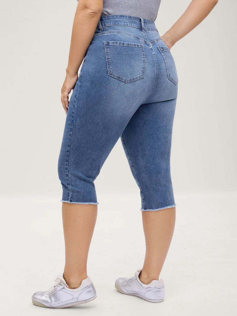 No-Gap Waist Stretchy Faded Jeans