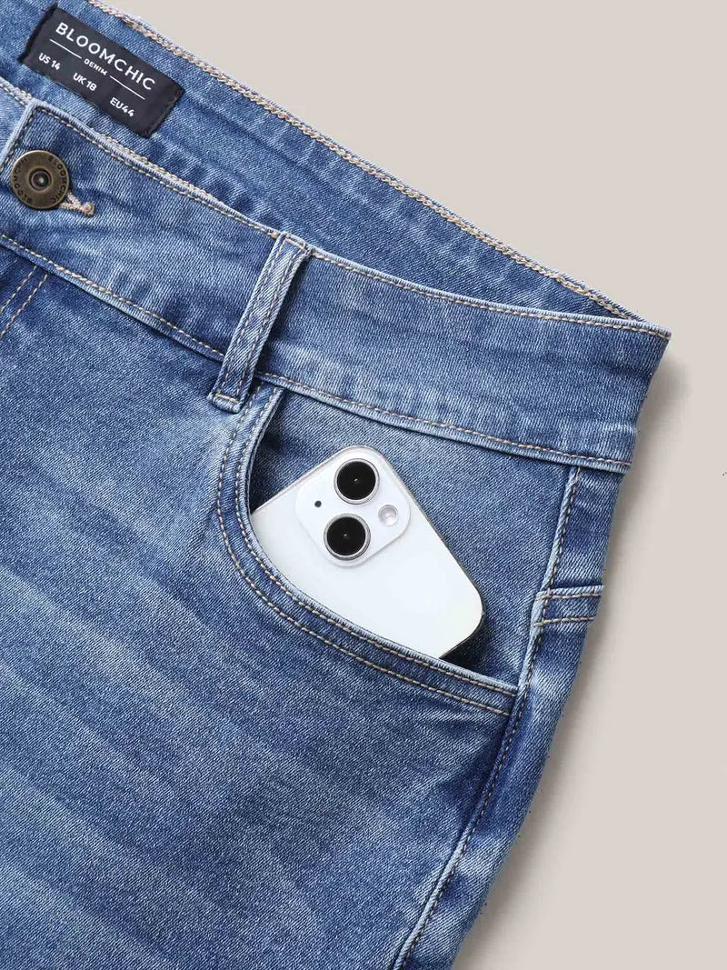 No-Gap Waist Stretchy Faded Jeans