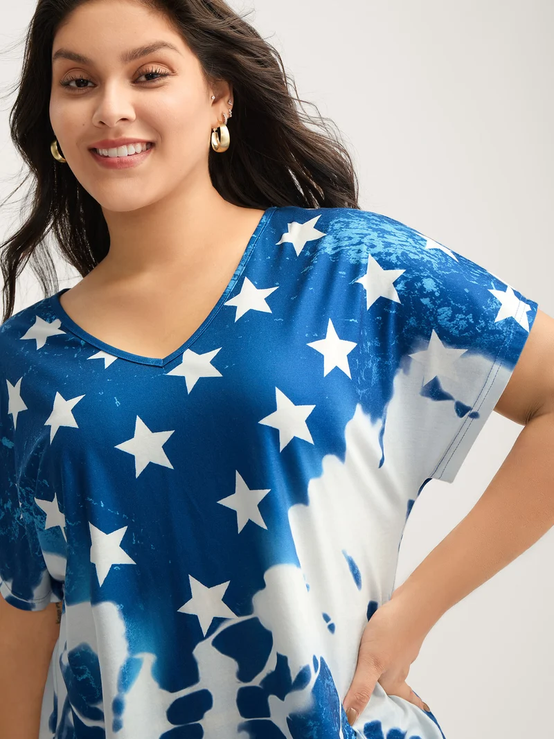 Tie-Dye Star Print T-Shirt