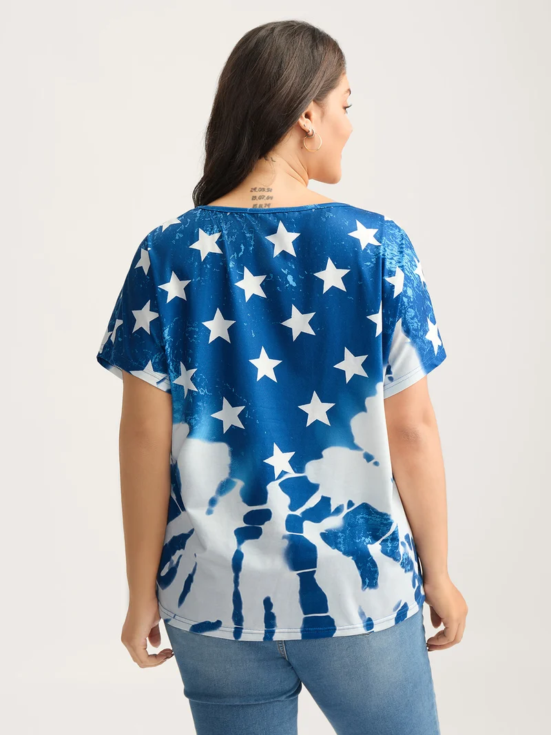 Tie-Dye Star Print T-Shirt