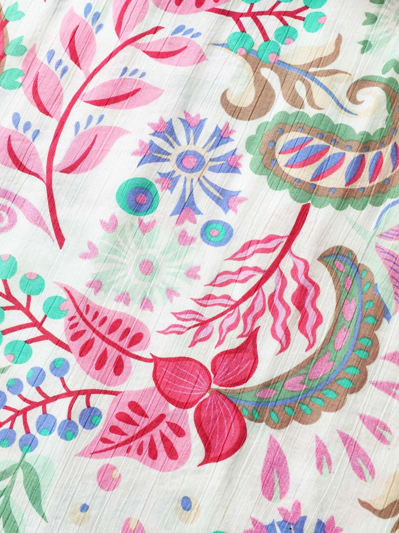 Backless Bow Paisley Print Cami Midi Dress