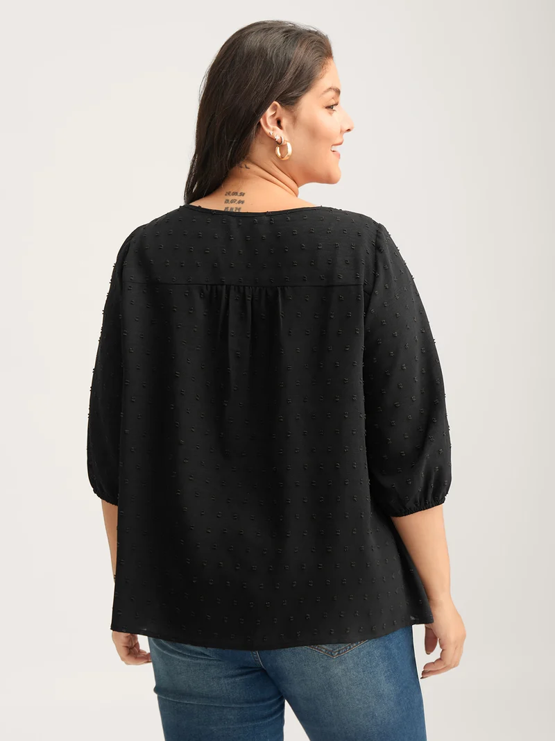 Paisley Print Textured Puff Sleeve Blouse