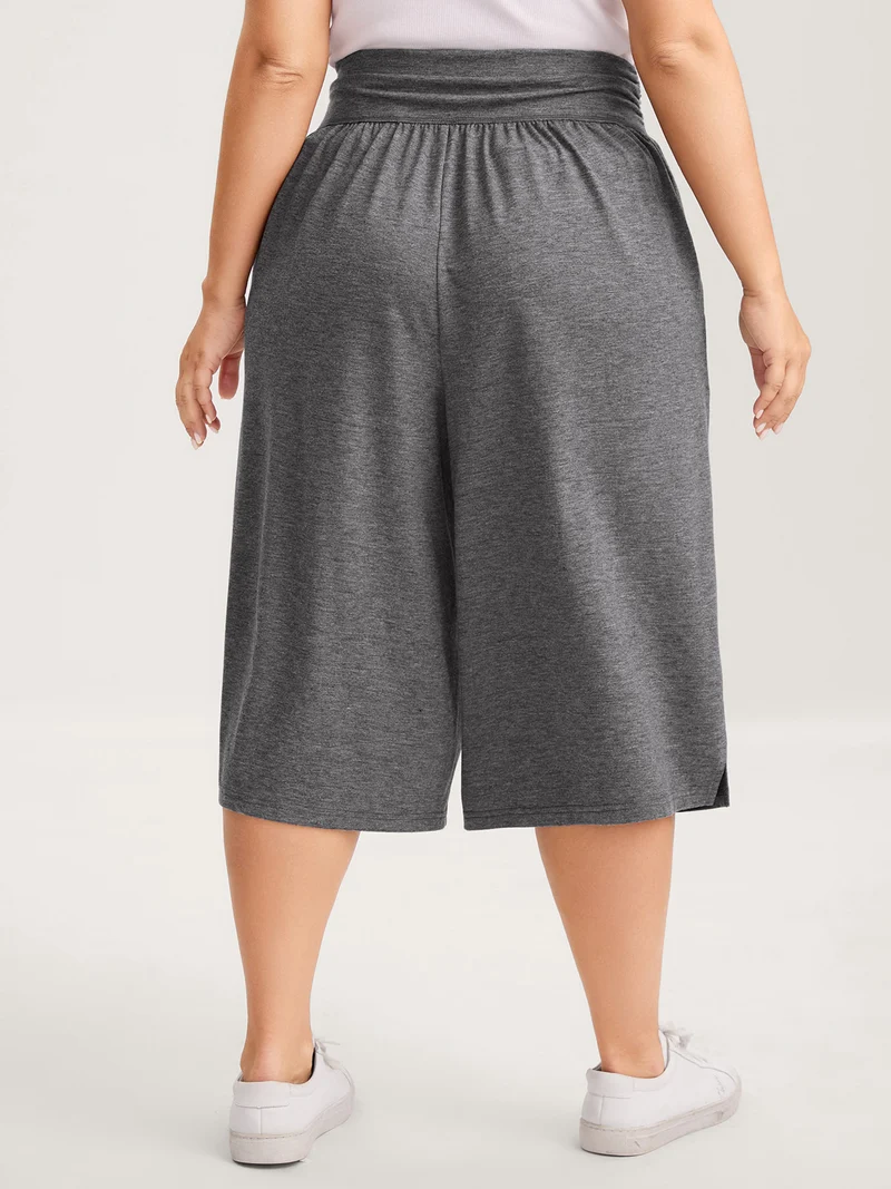 Supersoft Stretchy Pleated Waist Straight-Leg Pants