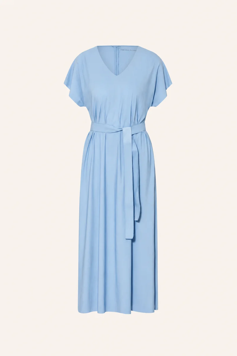 Robe Adina midi fluide ceinturée col V