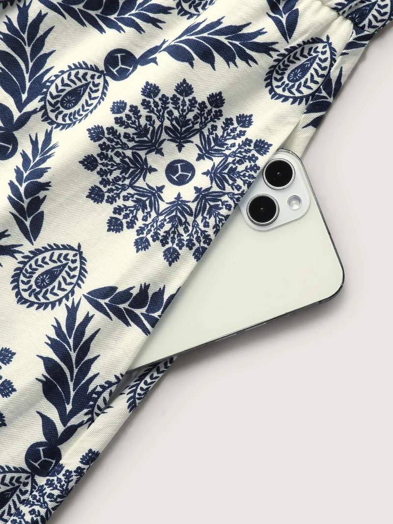 Rayon Ornate Print Knotted Shoulder Dress