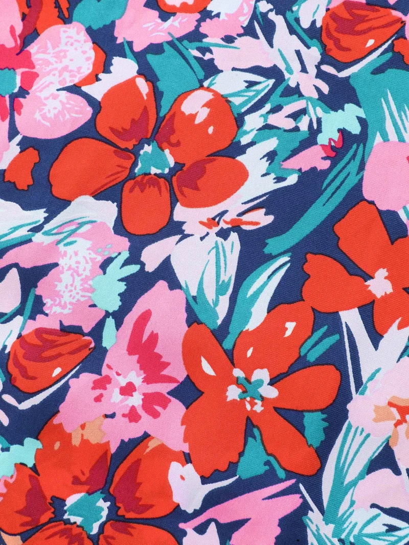 Floral Print Off-Shoulder Pockets Midi Dress