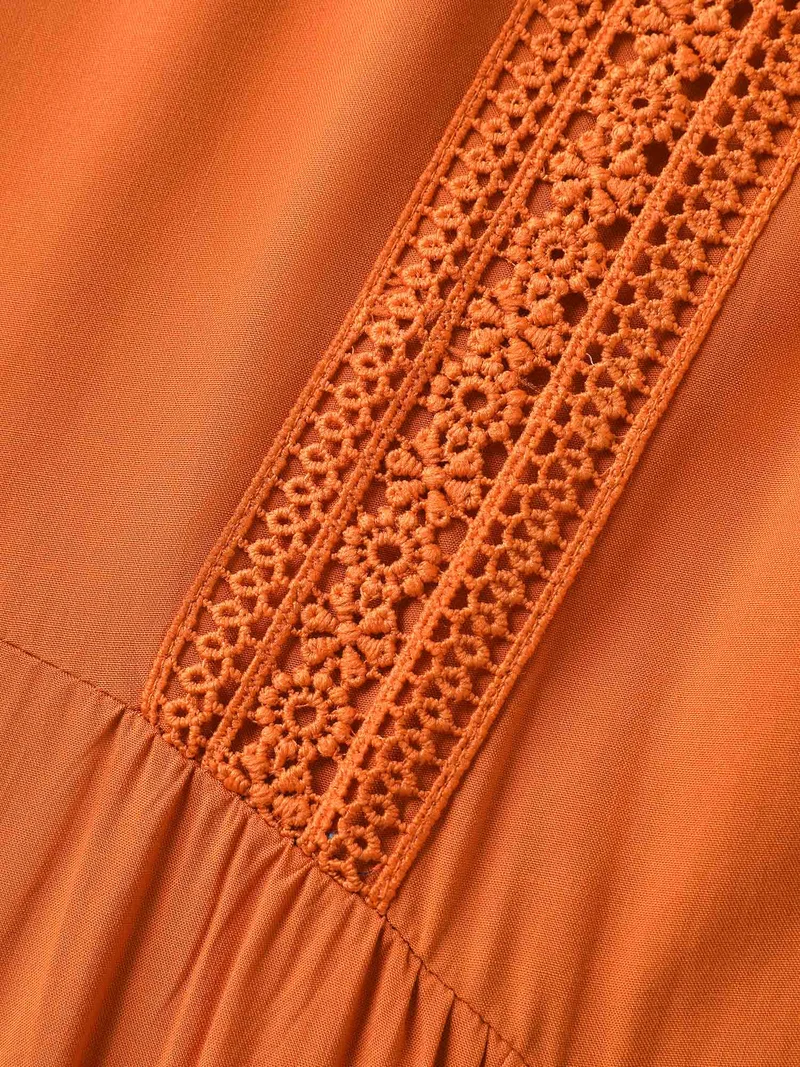 Rayon Stretchy Waist Lace Midi Dress