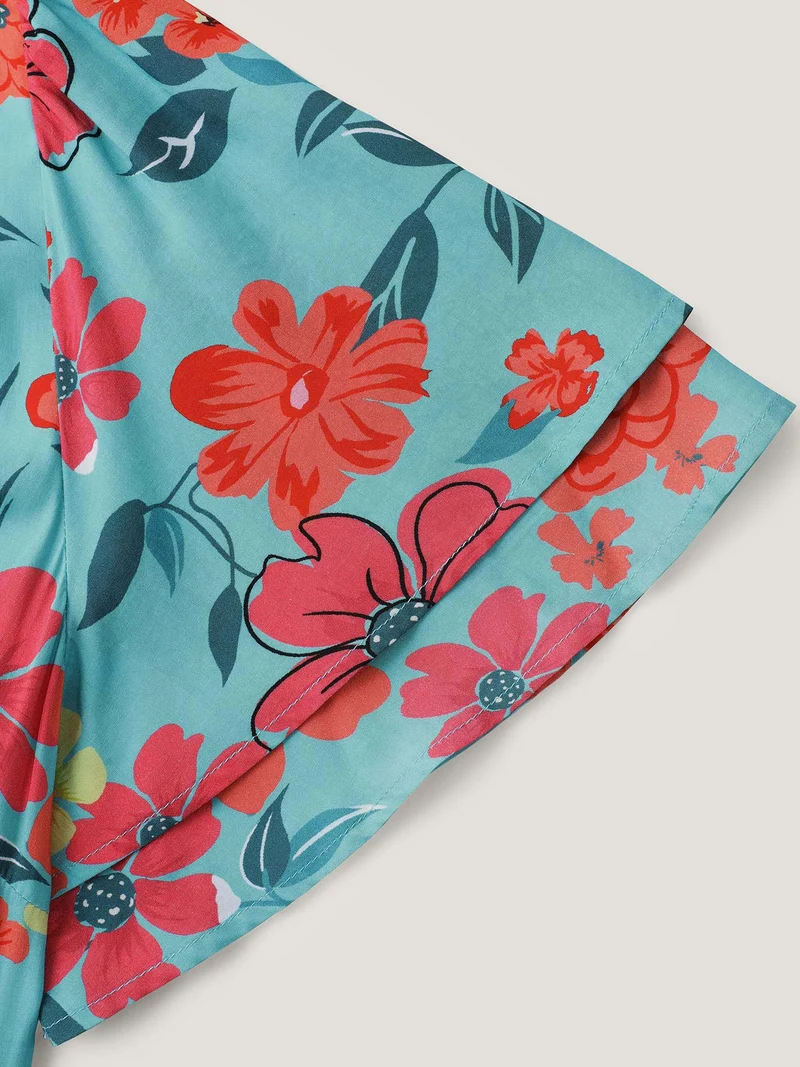 Floral Radiance Layered Sleeve Midi Dress