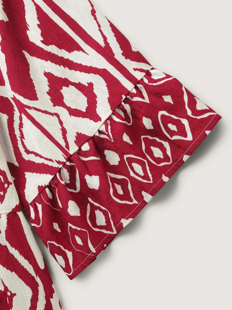 Rayon Geometric Print Midi Dress