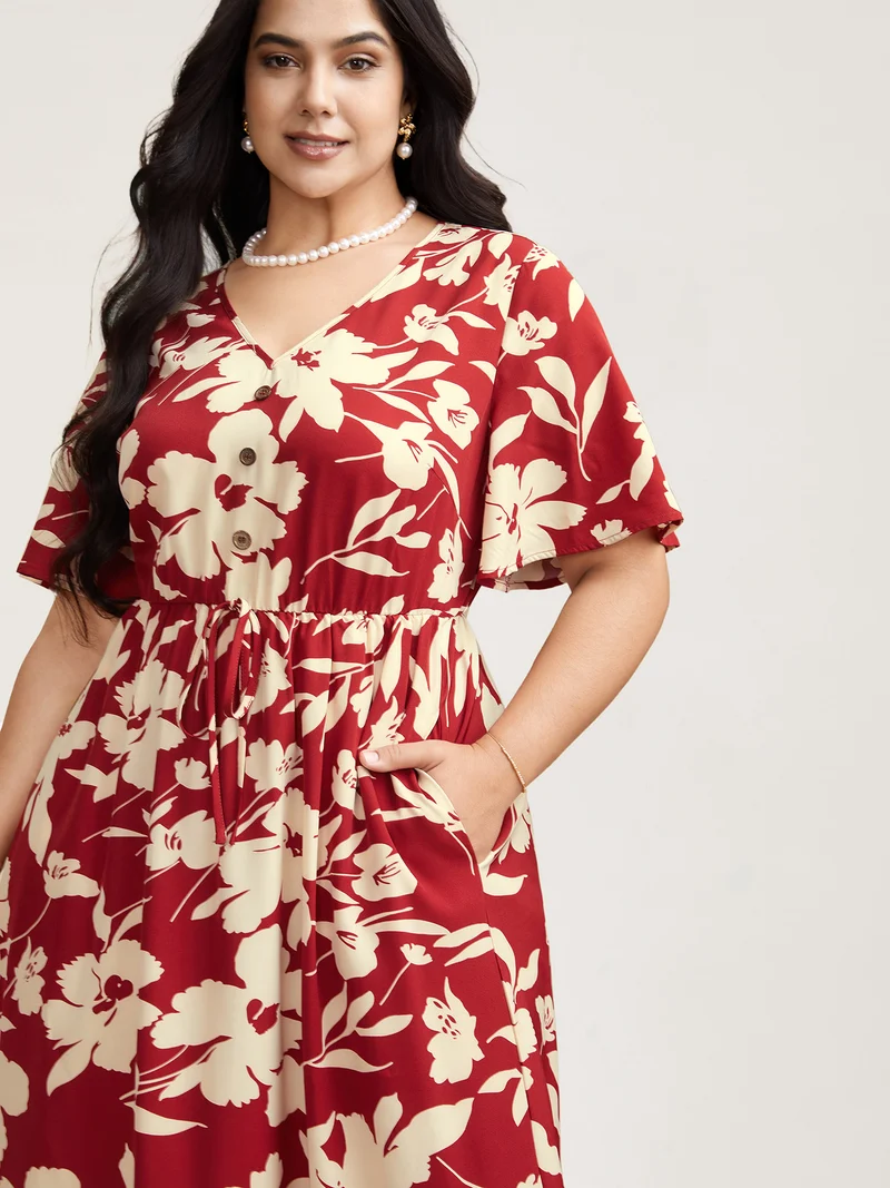 Flirty Floral Print Tied Tiered Maxi Dress