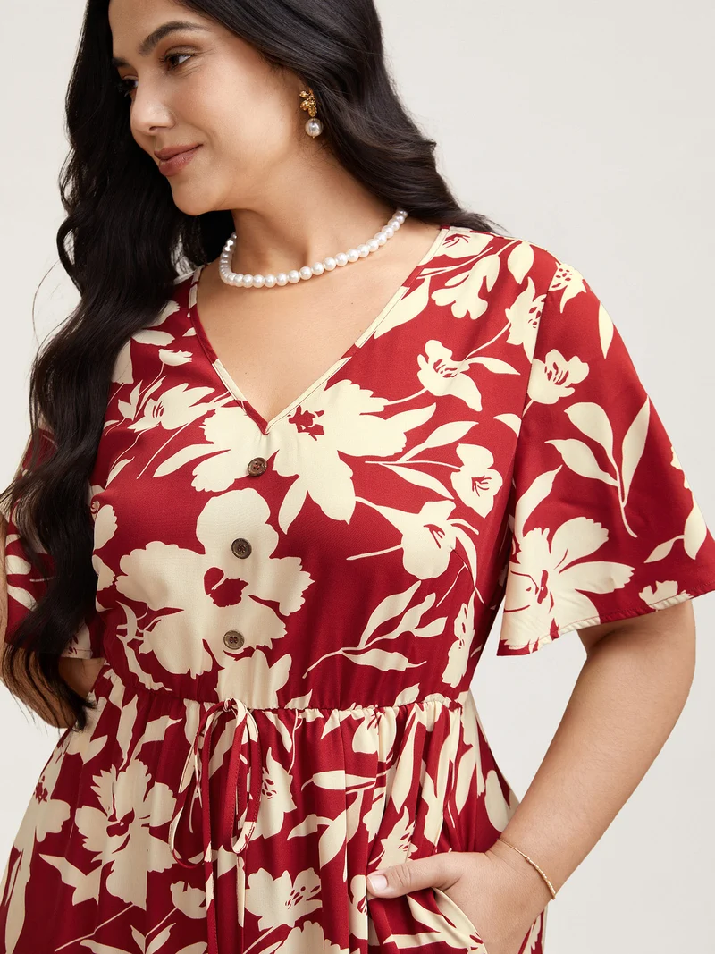 Flirty Floral Print Tied Tiered Maxi Dress