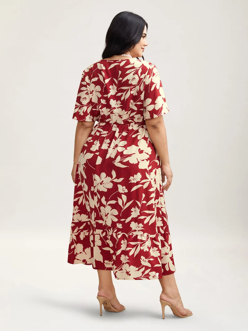 Flirty Floral Print Tied Tiered Maxi Dress