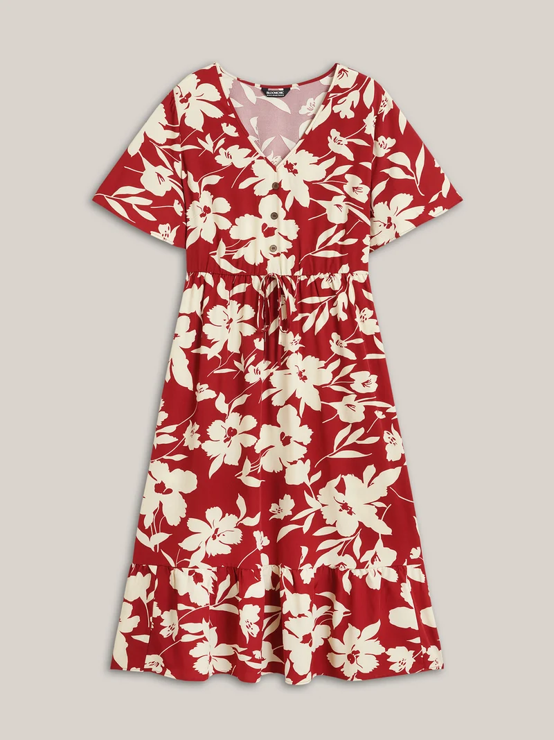 Flirty Floral Print Tied Tiered Maxi Dress