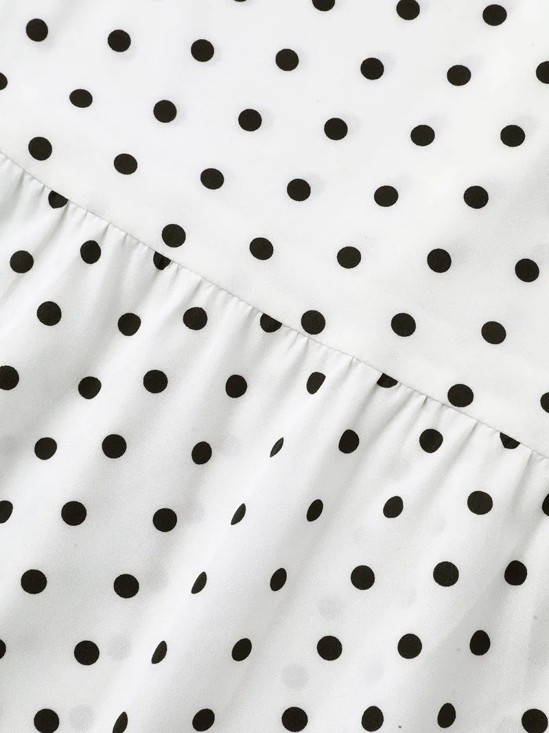 Polka Dot Button-Back Flared Shirt