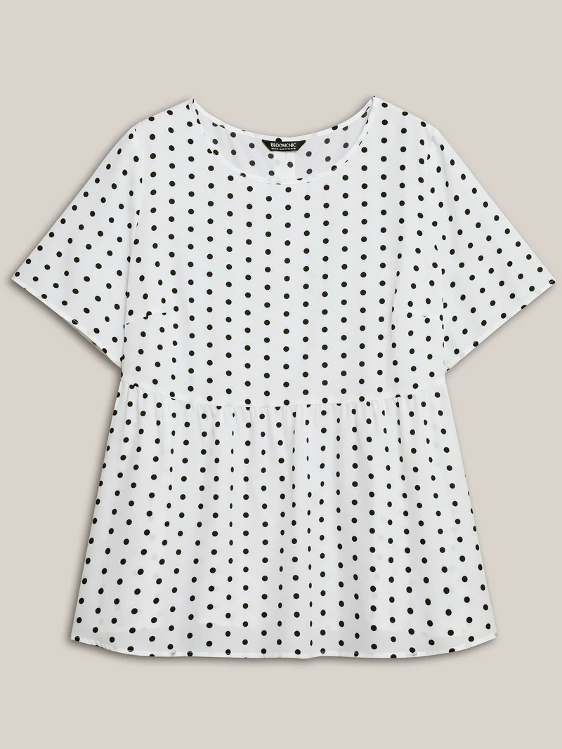 Polka Dot Button-Back Flared Shirt