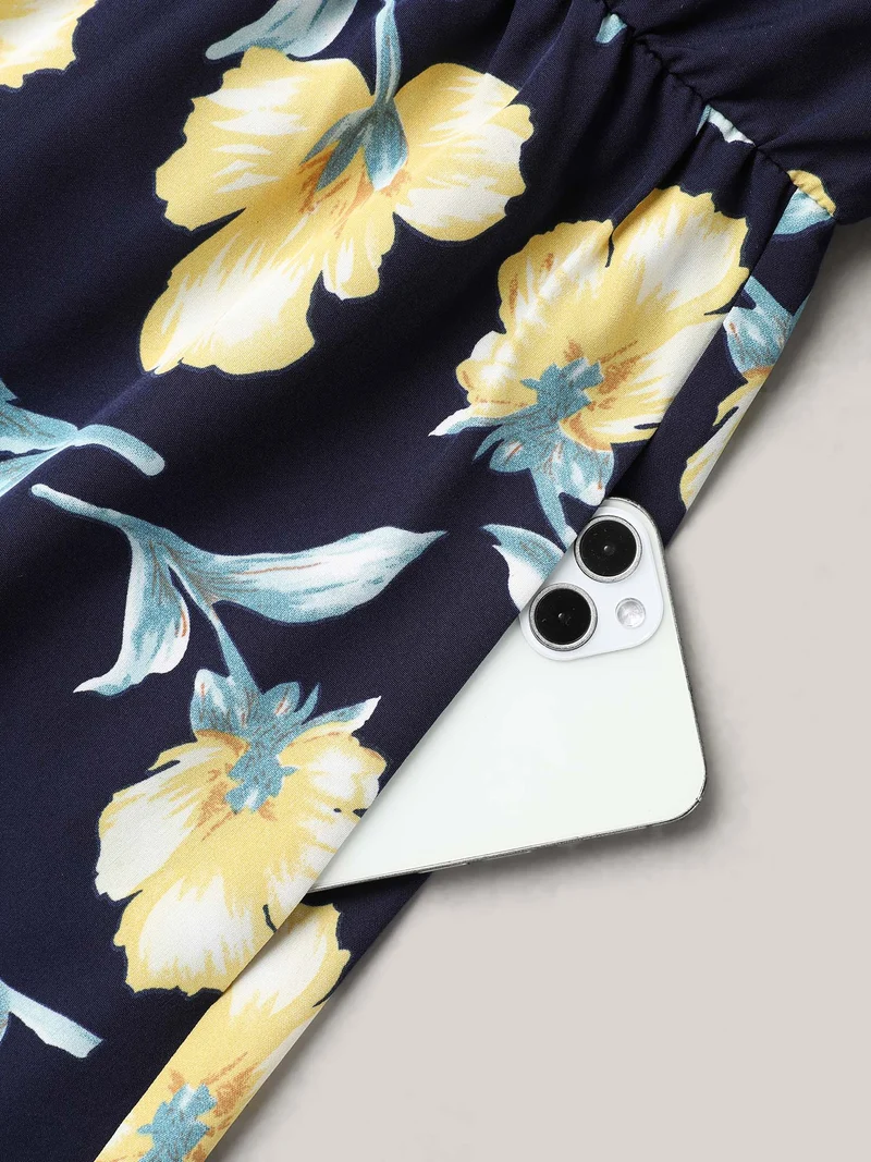 Spring Flowers V-Neck Tiered Midi Dress