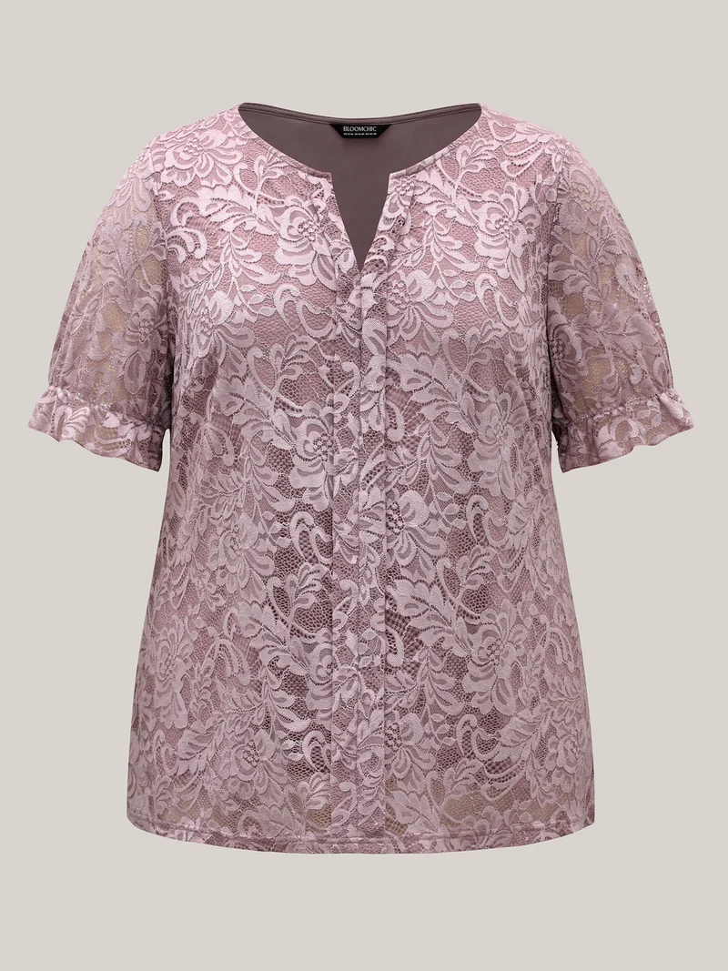 Lace Ruffled Puff Sleeve Shirt