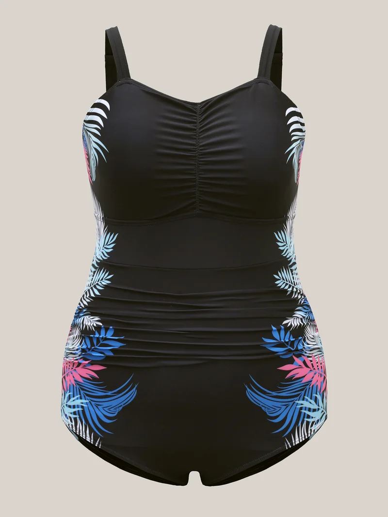 Floral Pattern Sweetheart Neck One-Piece Swimsuit