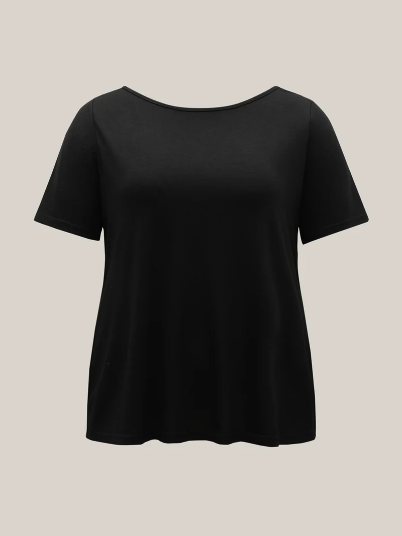 Butterfly Back Stretchy Round Neck T-Shirt
