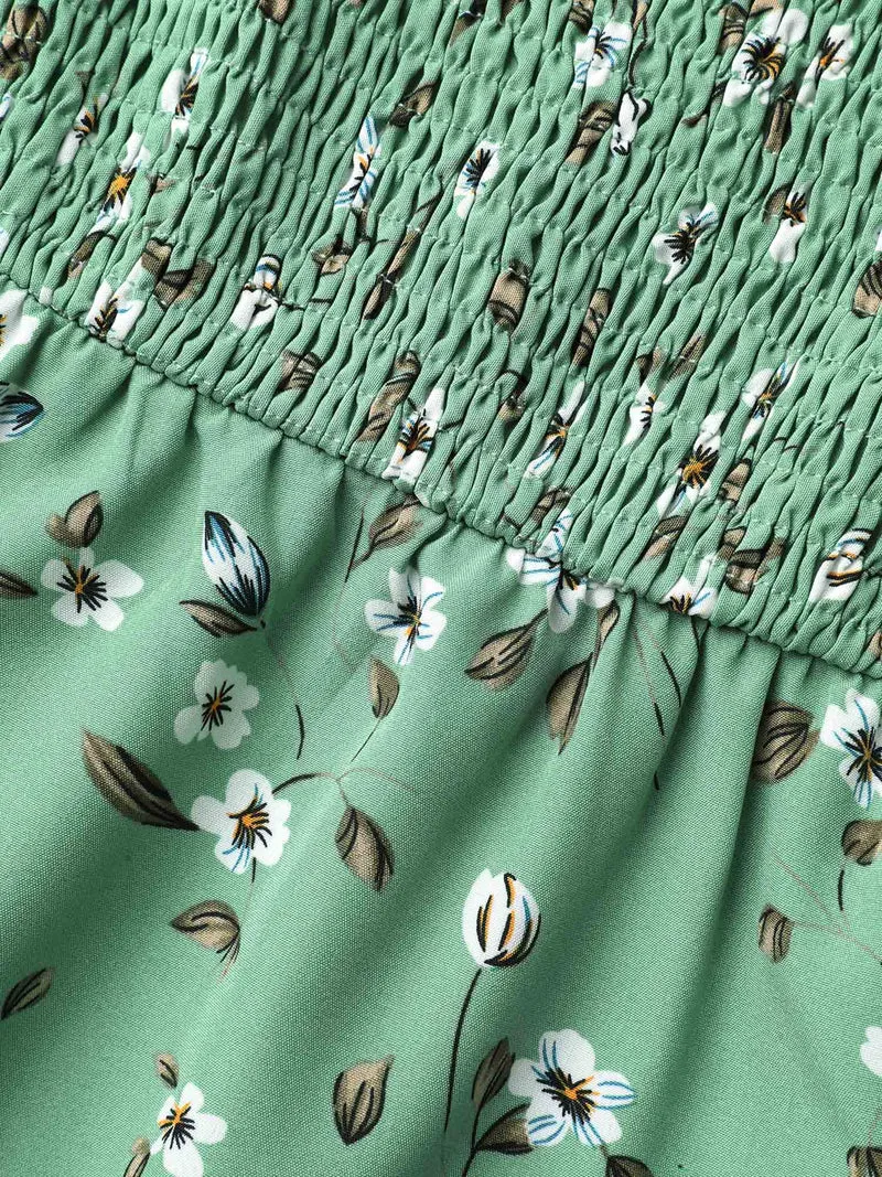 Floral Print Smocked Stretchy Waist Shirt