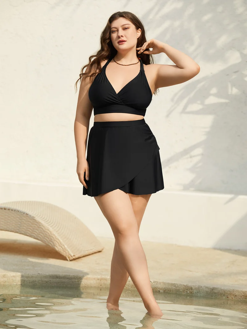 Wrap Ruched High-Waisted Swim Bottoms