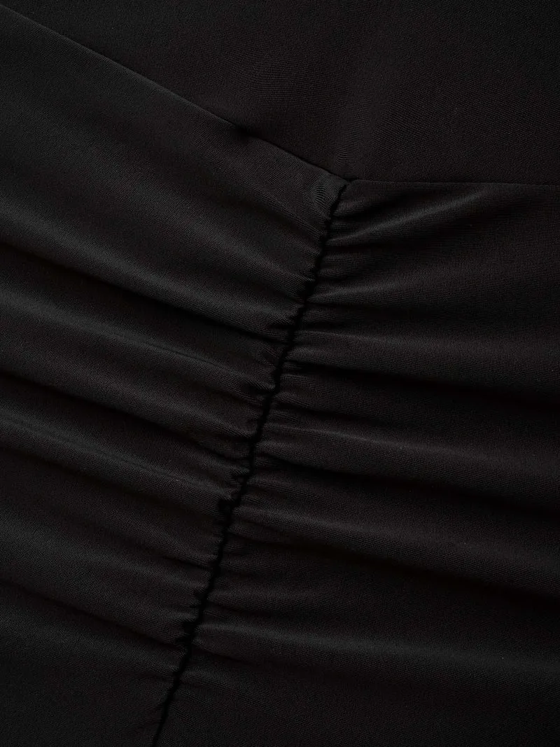High-Waisted Ruched Pocket Swim Bottoms