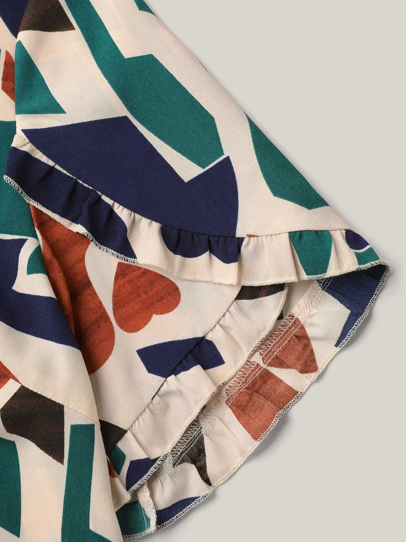 Abstract Print Round Neck Half Sleeve Shirt