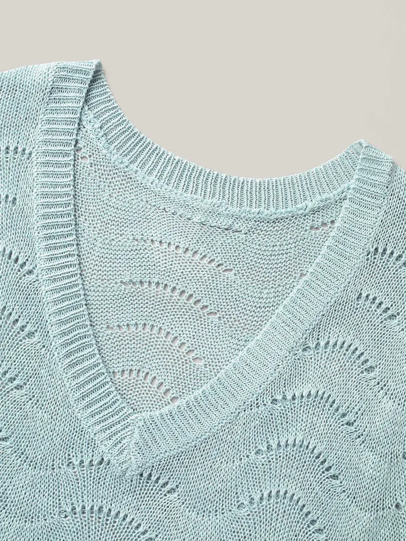Eyelet Trim V-Neck Swim Cover-Up