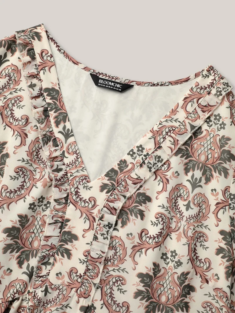 Ornate Print Stretchy Waist Lined Shirt