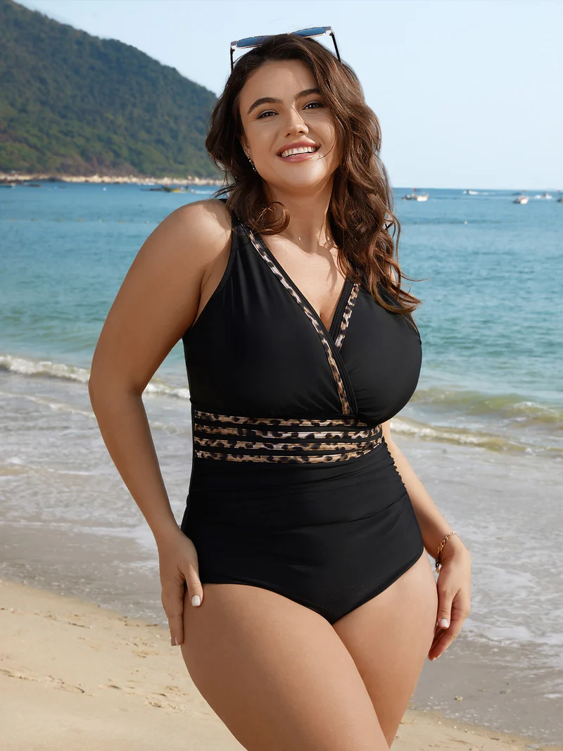 Leopard Print Ruched One-Piece Swimsuit