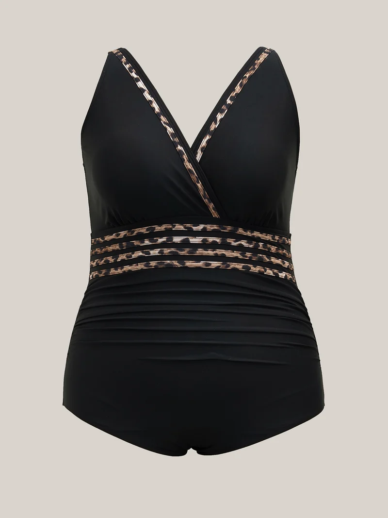 Leopard Print Ruched One-Piece Swimsuit