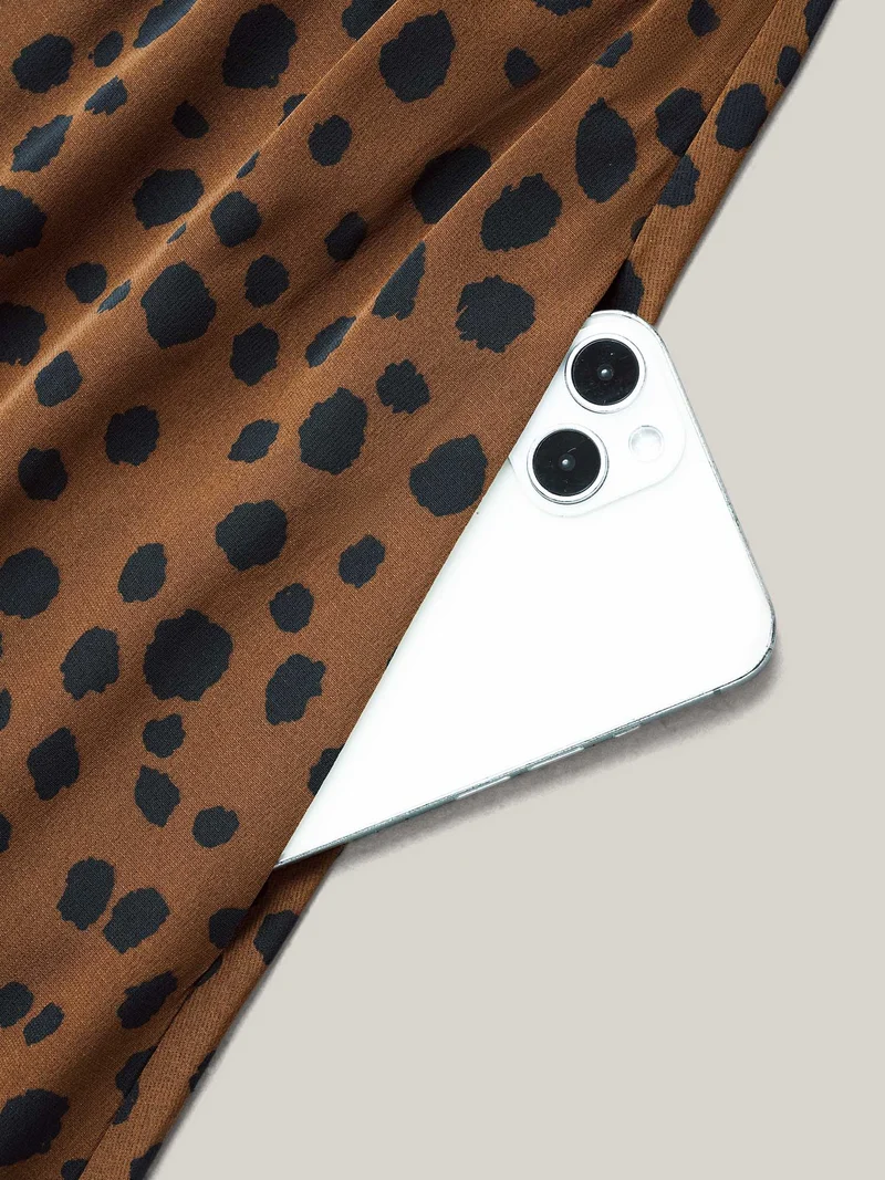 Leopard Print Button Placket Midi Dress