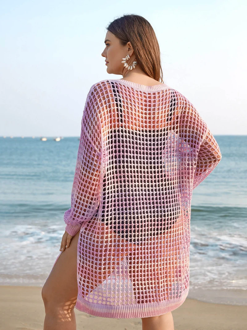 Cut-Out Side Slit Flared Swim Cover-Up
