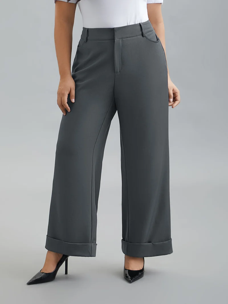Stretchy-Waist Roll Hem Pants
