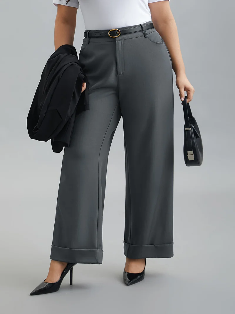 Stretchy-Waist Roll Hem Pants