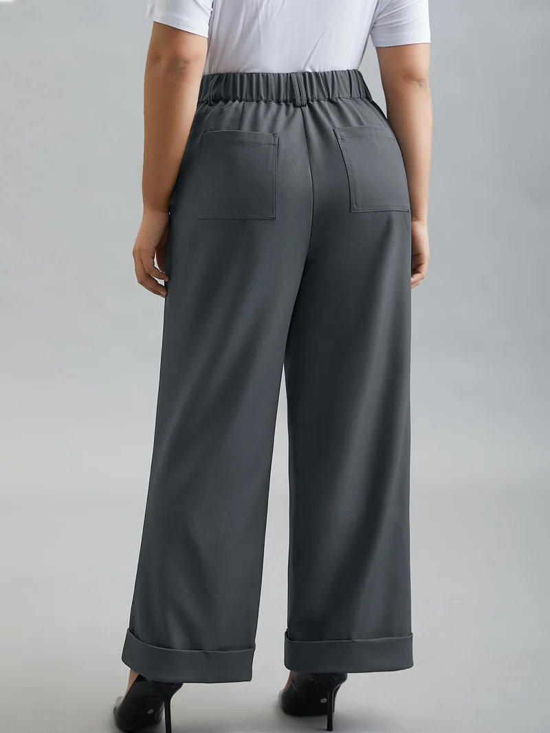 Stretchy-Waist Roll Hem Pants