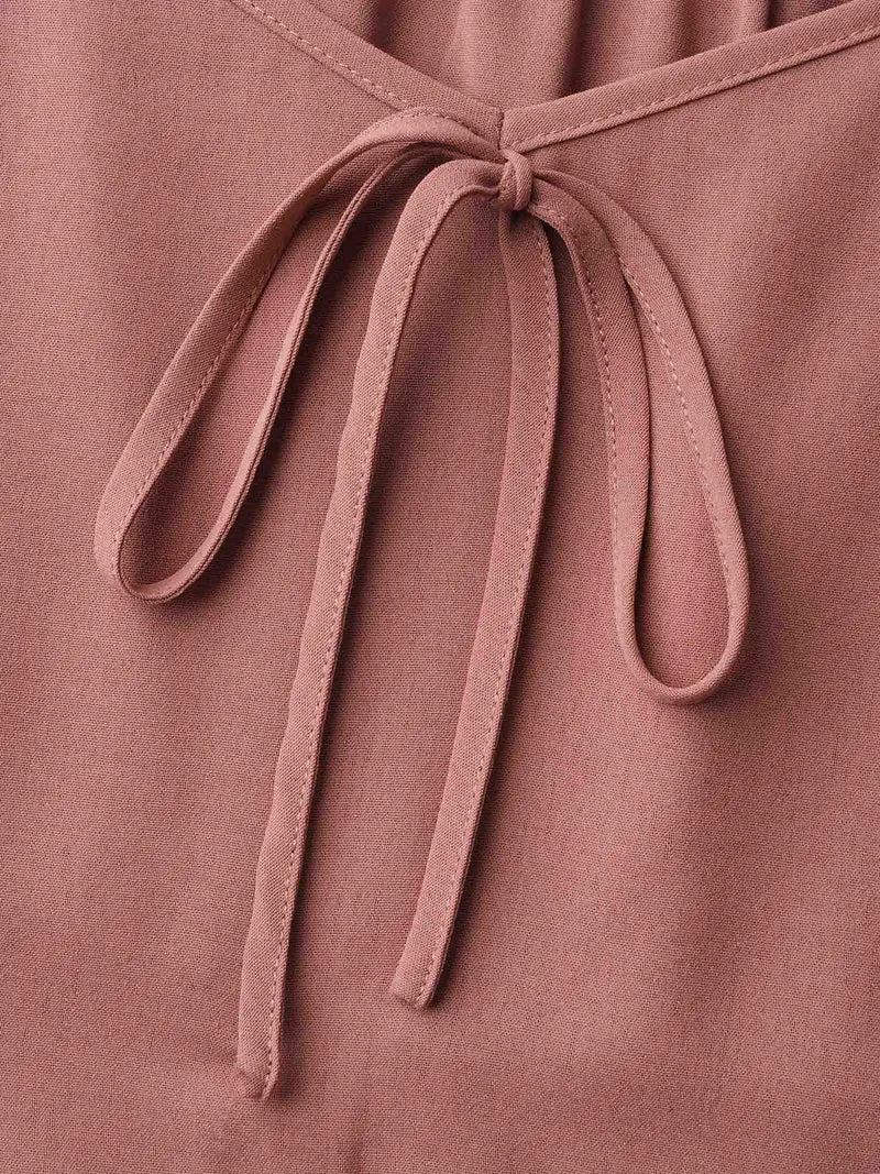 Neck-Tie Heart Pattern Gathered Dress