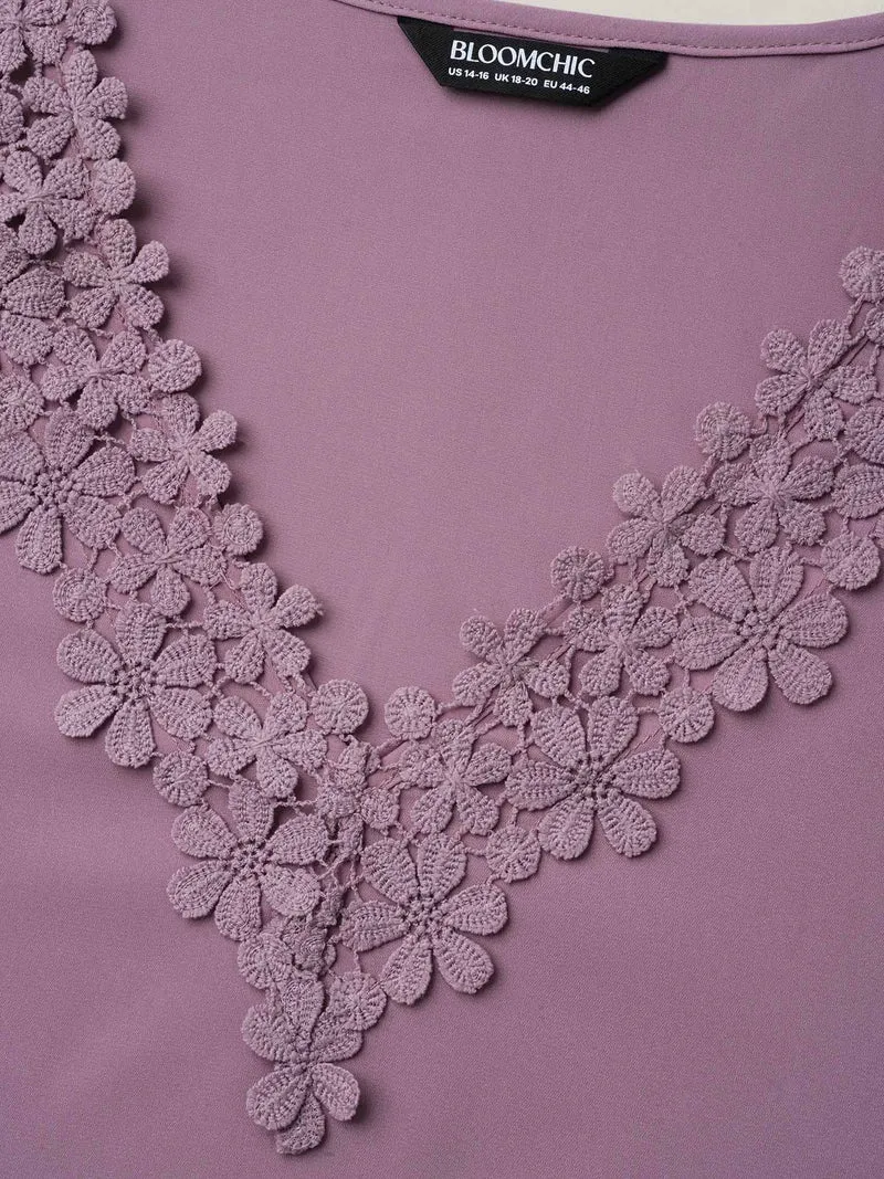 Lace V-Neck Petal Sleeve Shirt