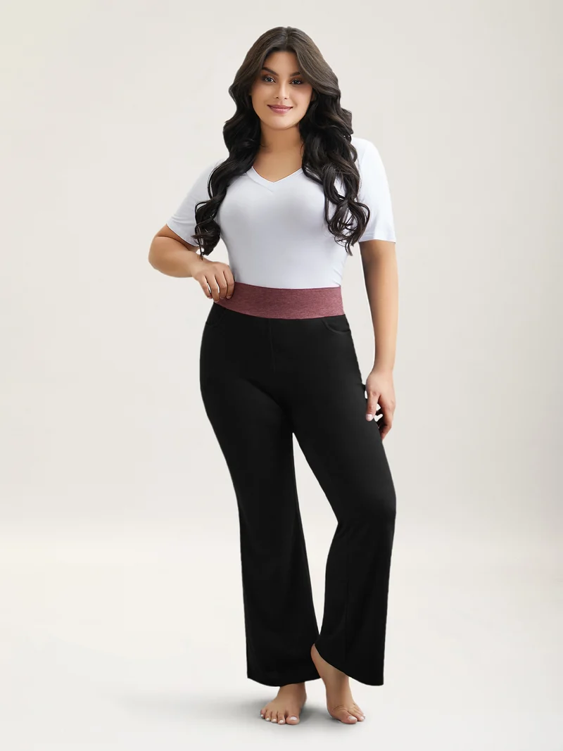 Color-Block Mid Rise Tight Pants