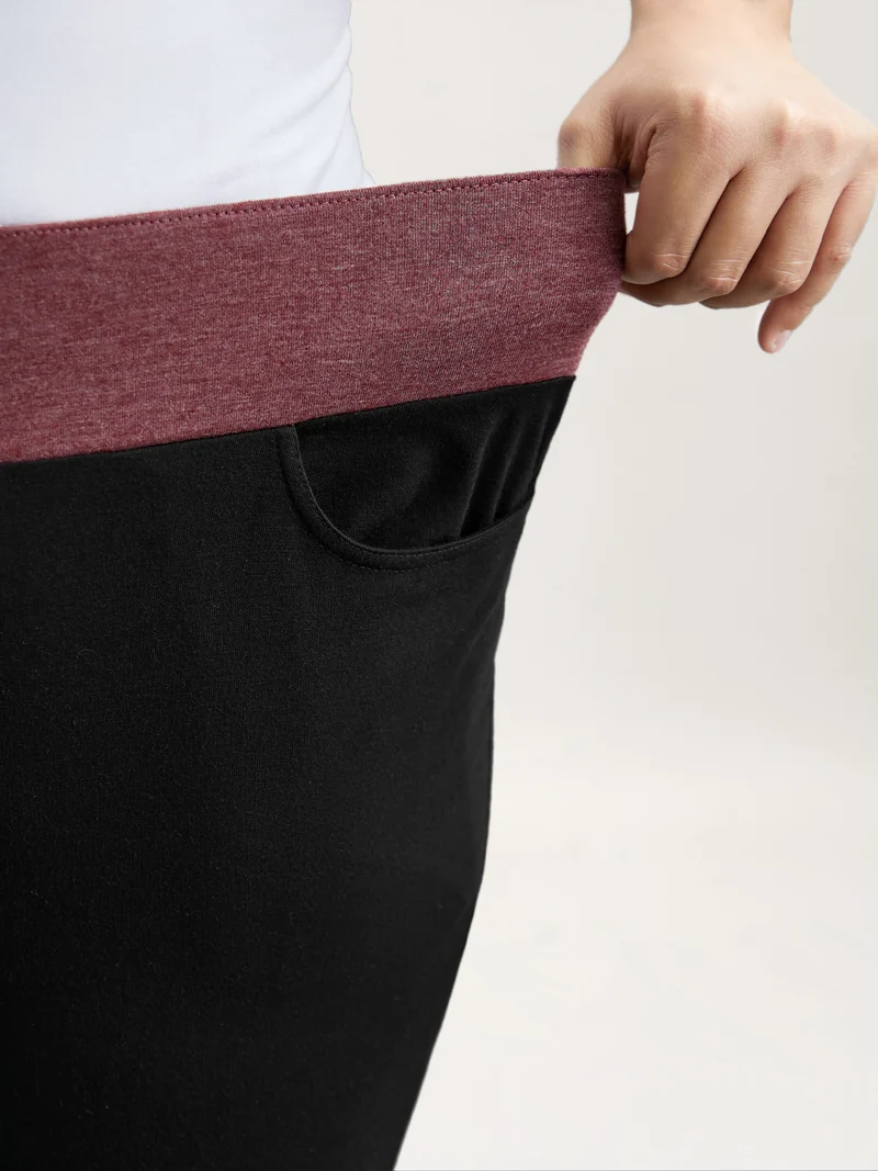 Color-Block Mid Rise Tight Pants