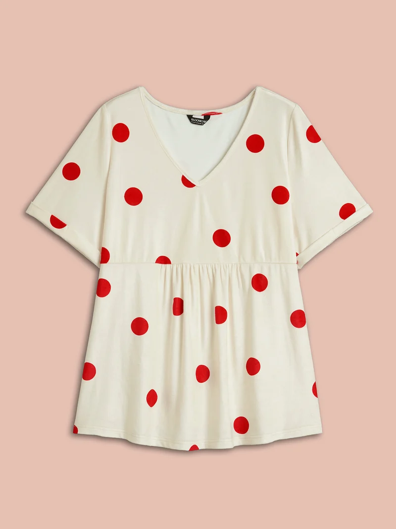 Mink Velvet Polka Dots Contrast T-Shirt