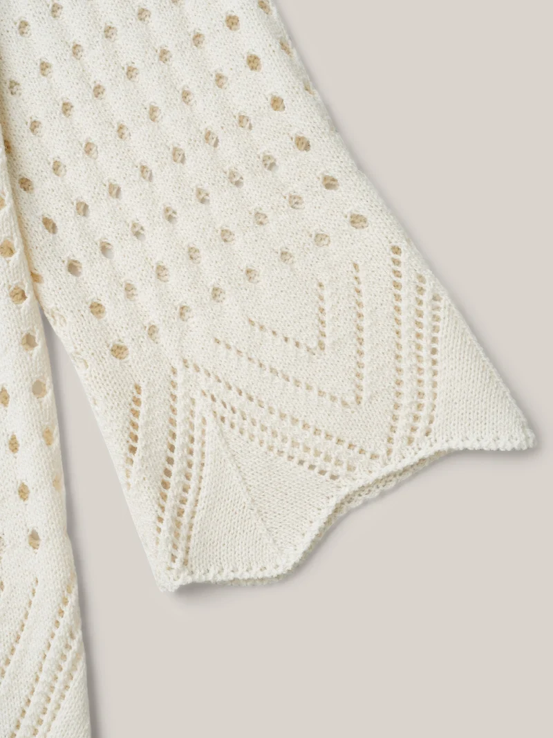Cut-Out Neck Tie Knit Cardigan