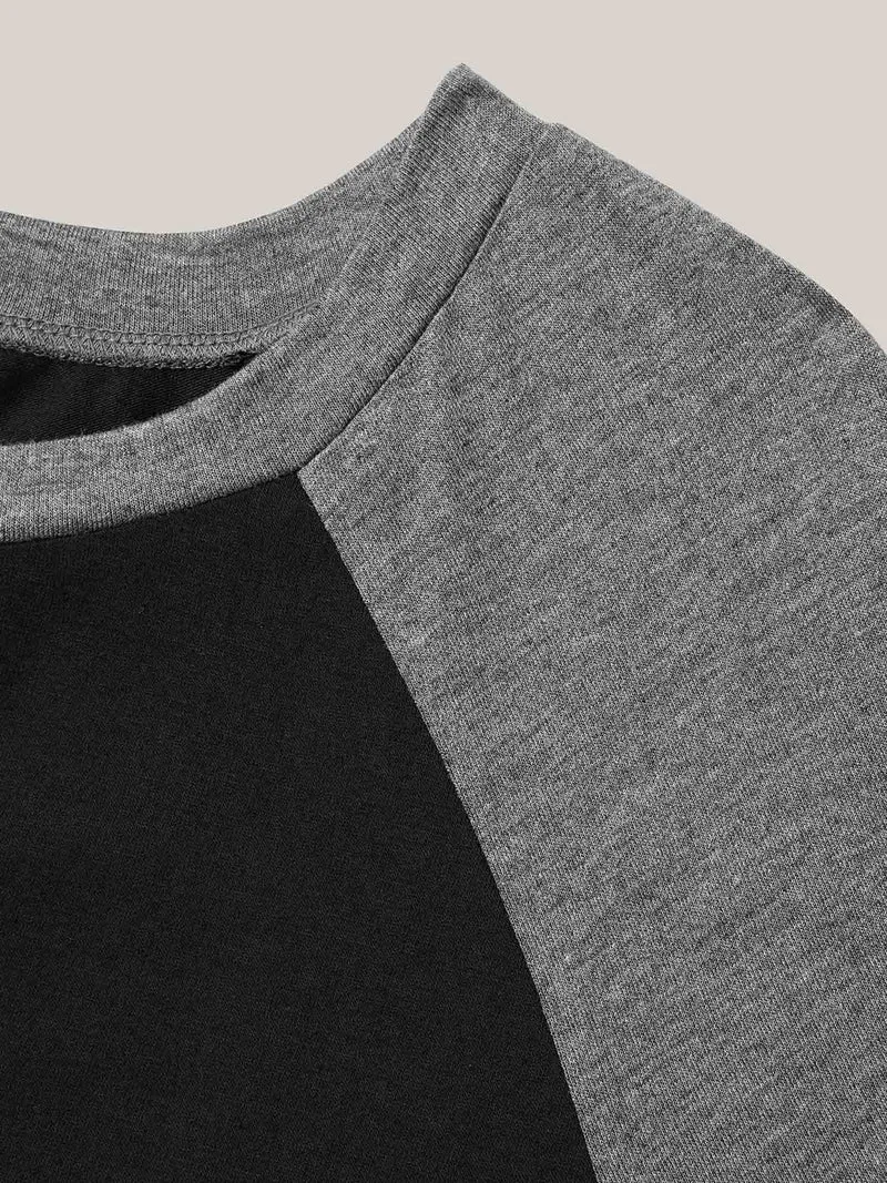 Color Block Stretchy Raglan Sleeve T-Shirt