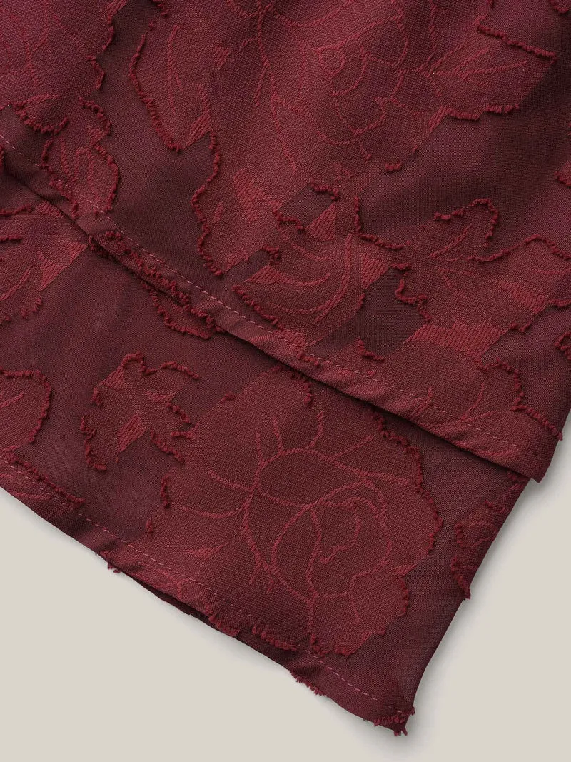 Sweetheart Neckline Jacquard Layered Blouse