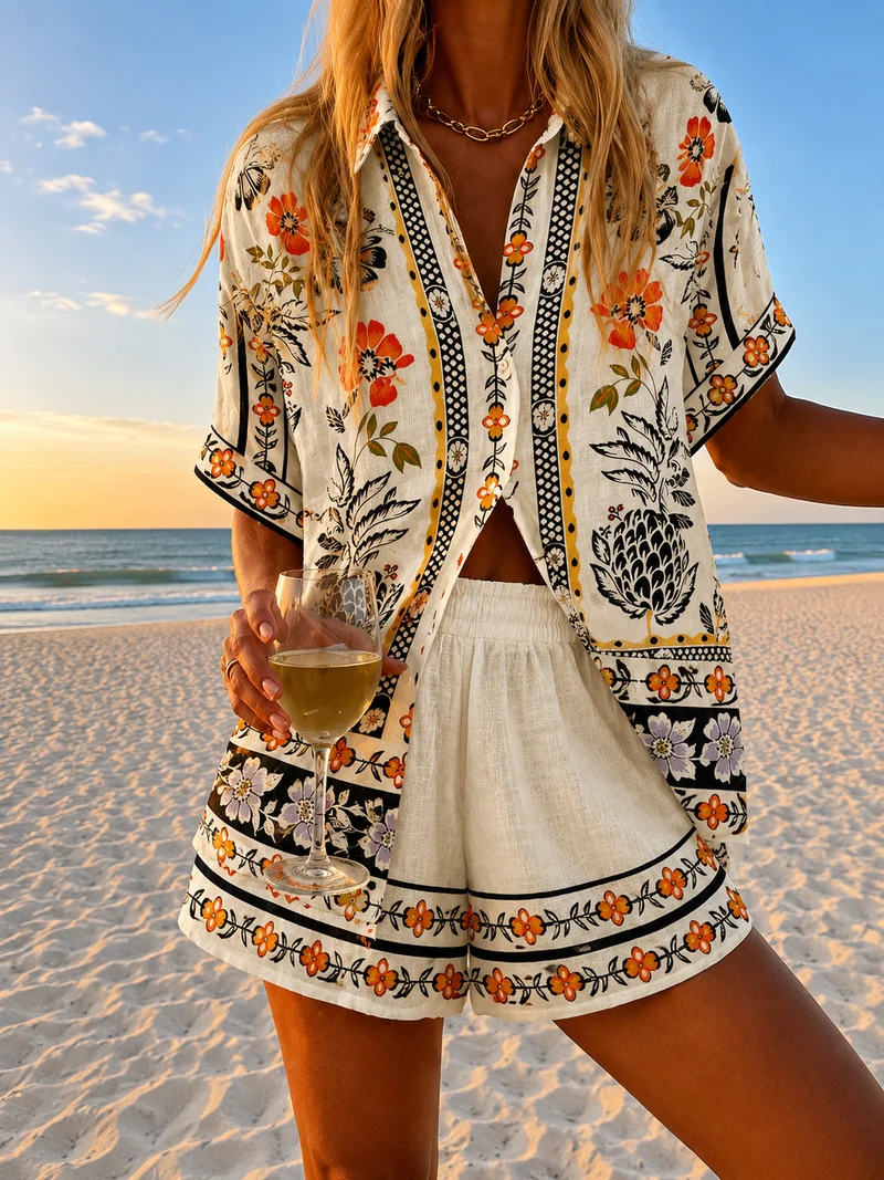 Dafne | Short Summer Dress with Floral Print