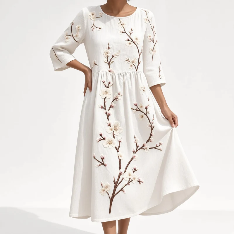 Éloravie™ — Robe brodée fluide charme estival